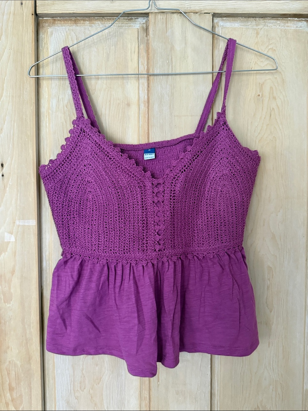 Old Navy Crochet Bodice Peplum Camisole - Magenta